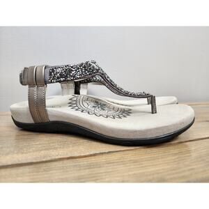 Aetrex Womens Sandals Orthotic Crystal Slingback JADE Gunmetal Sparkle Size 6.5